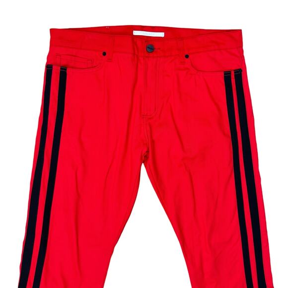Golden Denim Los Angeles Bold Red Black Side Stripe Ankle Zip Slim Skinny Jeans - Picture 3 of 9